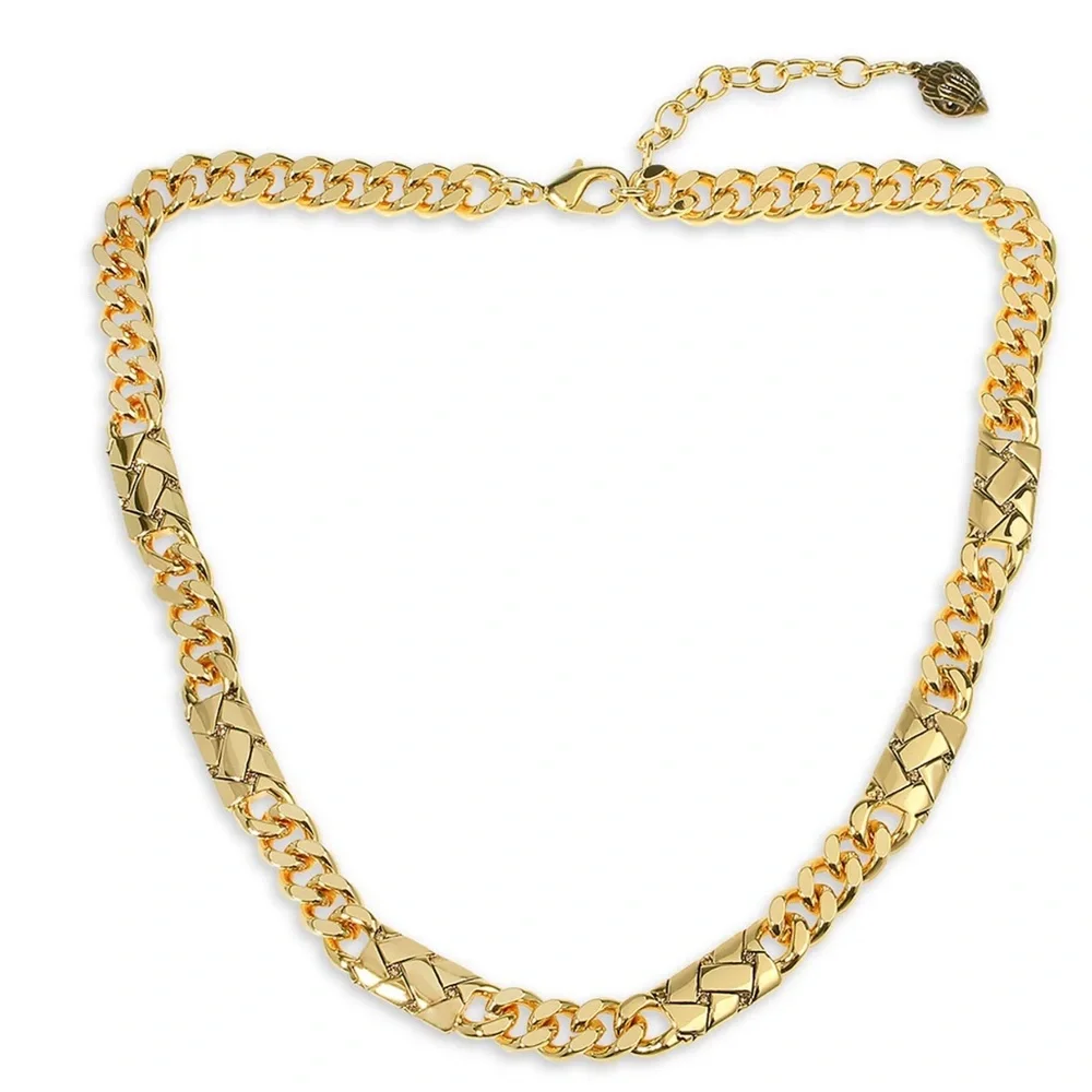 Kurt Geiger London Crystal Quilted Chain Collar Necklace New - Picture 2 of 6